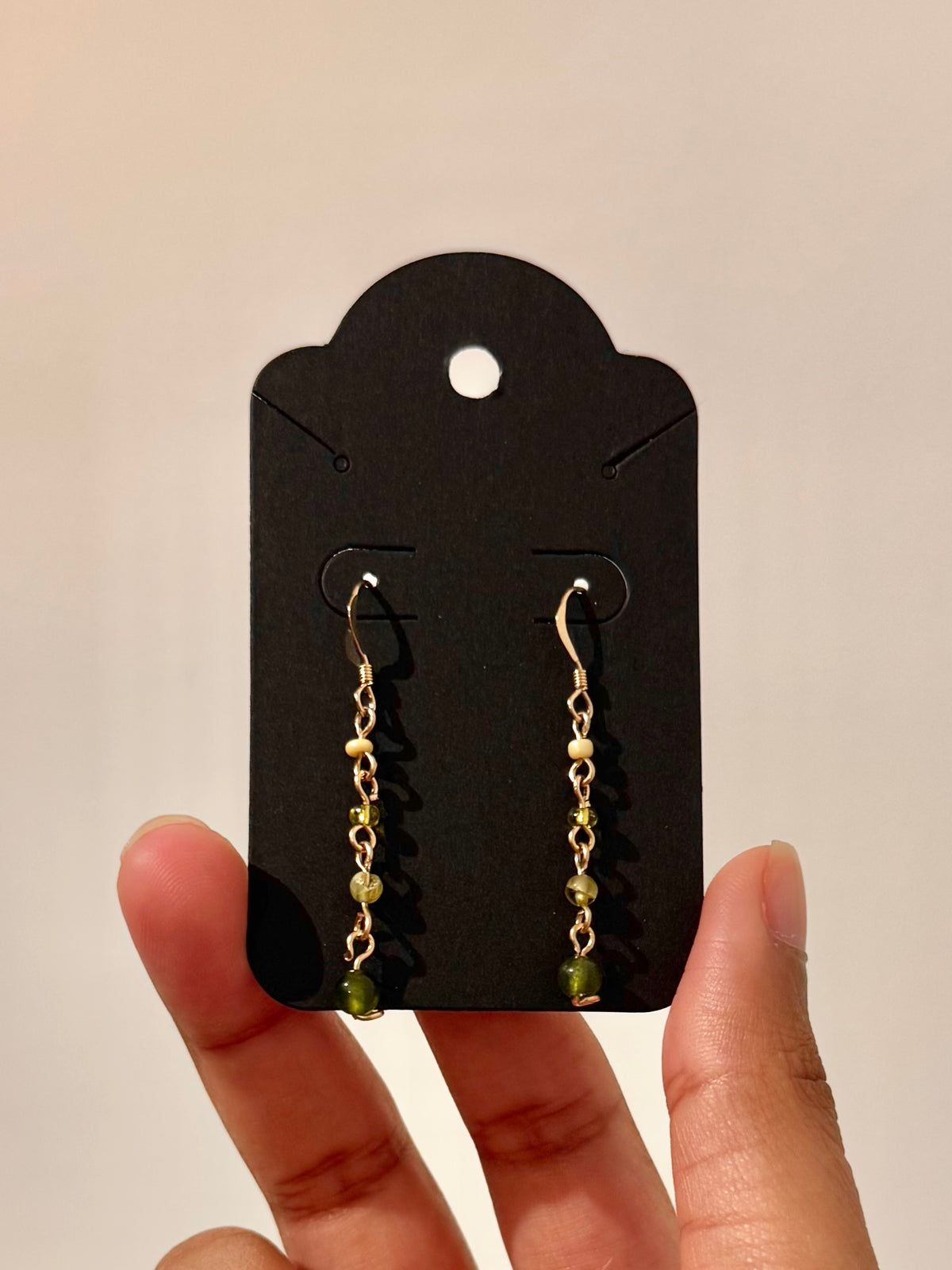 Green and Gold Dangle Earrings